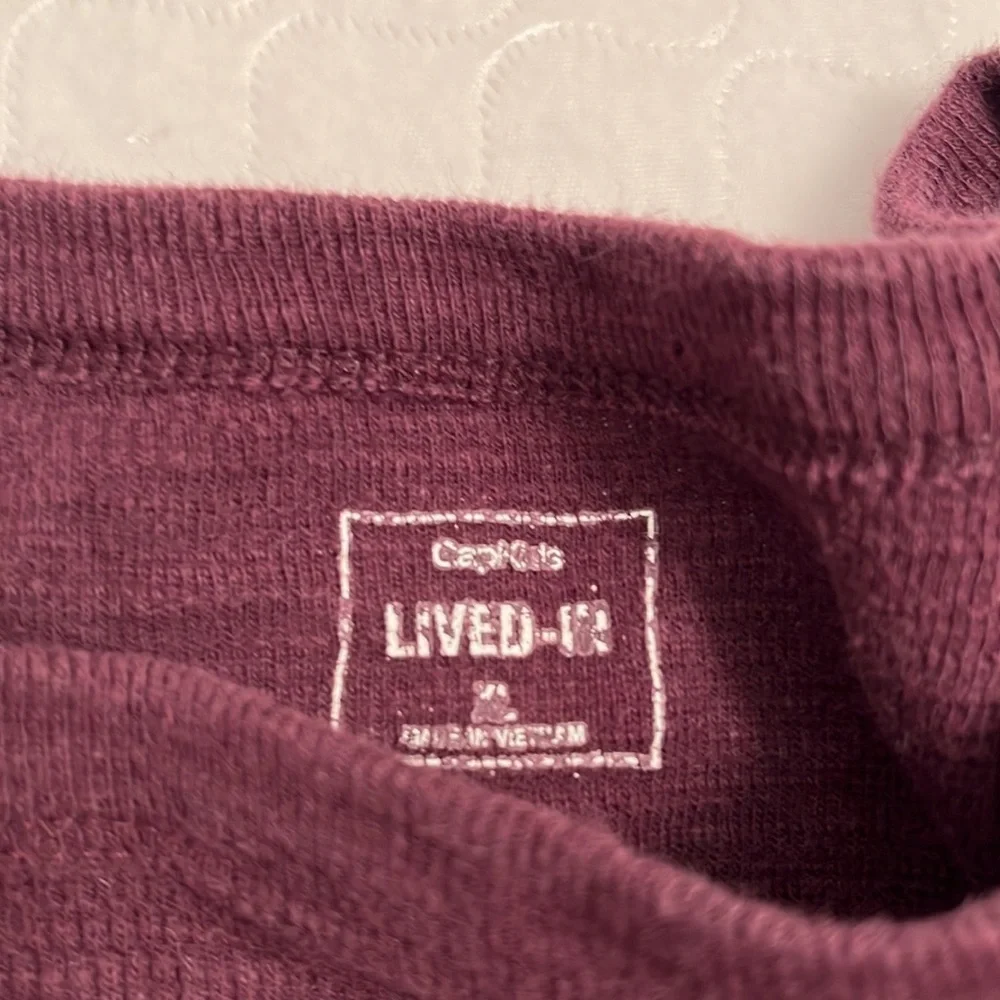 Gap plum crew neck waffle knit thermal long sleeve shirt XL